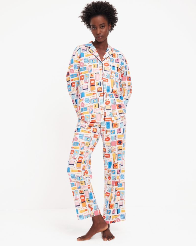 Kate Spade Long PJ Set Match Boxes Print | 2917430-DQ