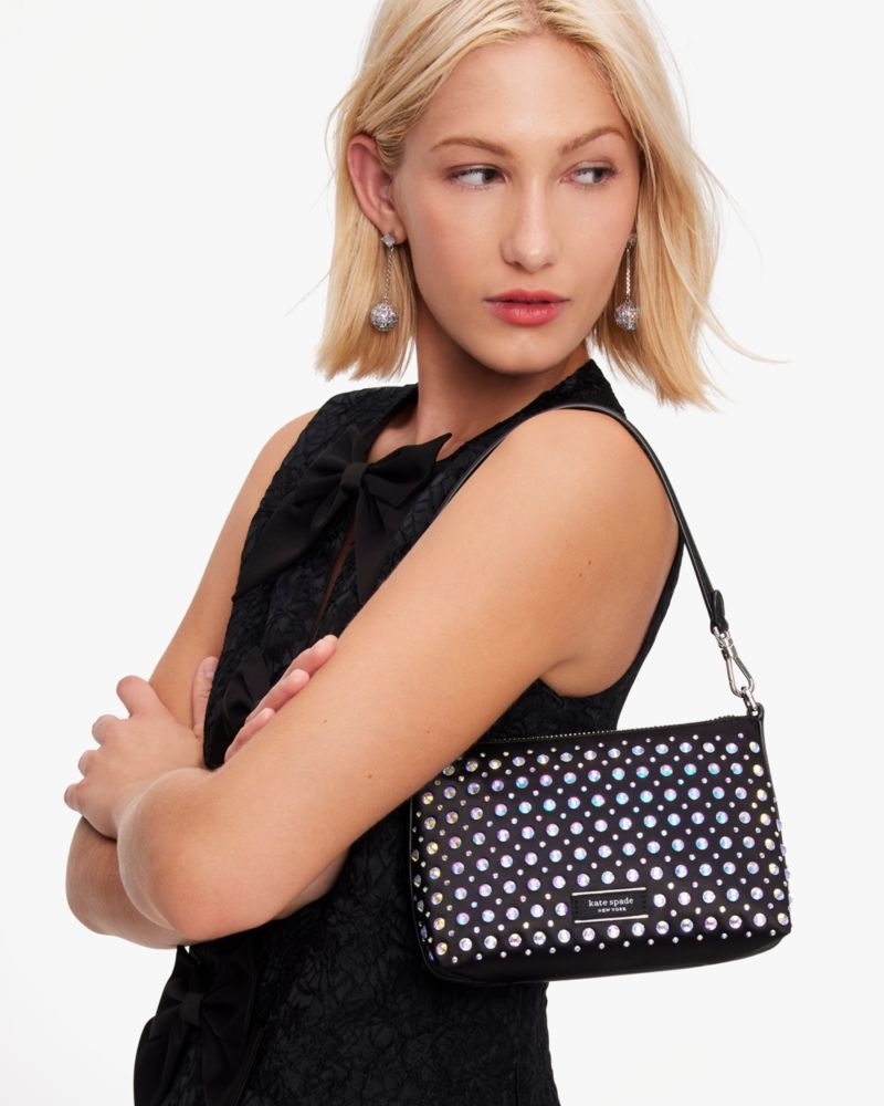 Kate Spade Lulu Crystal Embellished East West Pochette Black | 7490532-KU