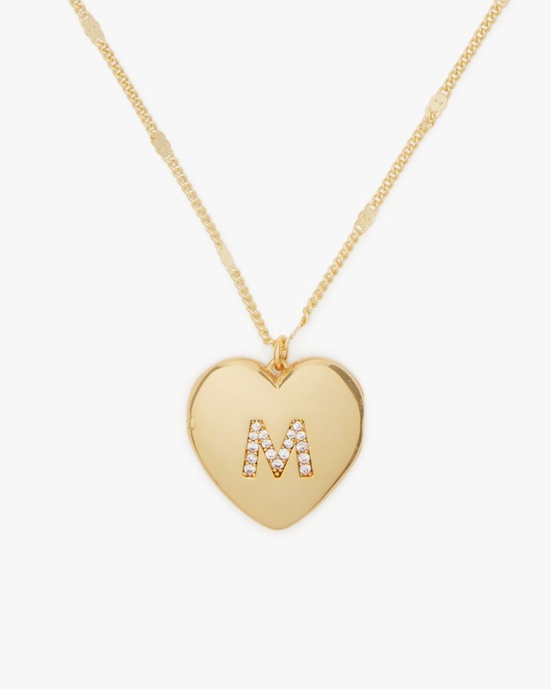 Kate Spade M Heart Letter Locket Necklace Gold | 0968735-WD