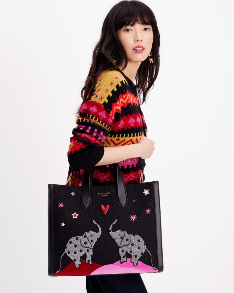 Kate Spade Manhattan Ellie Embellished Large Tote Black Multicolor | 4607318-GJ