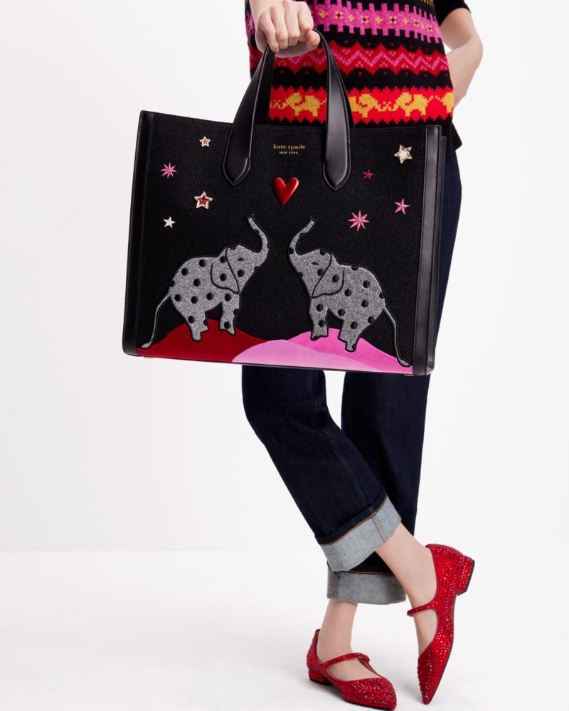 Kate Spade Manhattan Ellie Embellished Large Tote Black Multicolor | 4607318-GJ