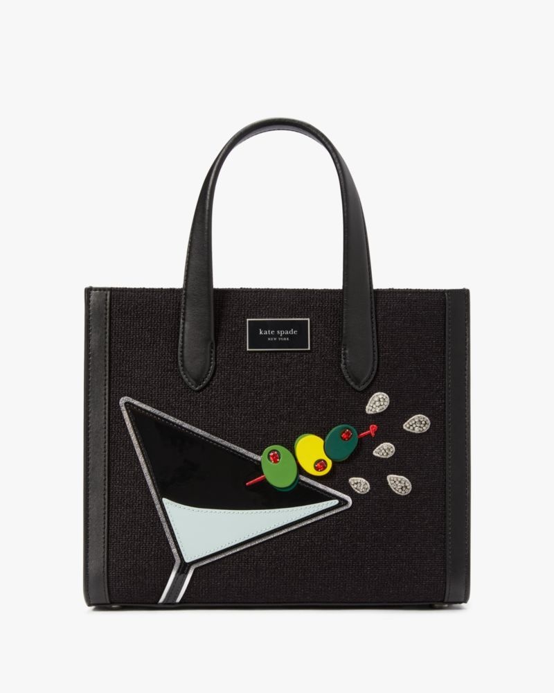 Kate Spade Manhattan Martini Embellished Small Tote Black Multicolor | 0269517-EX