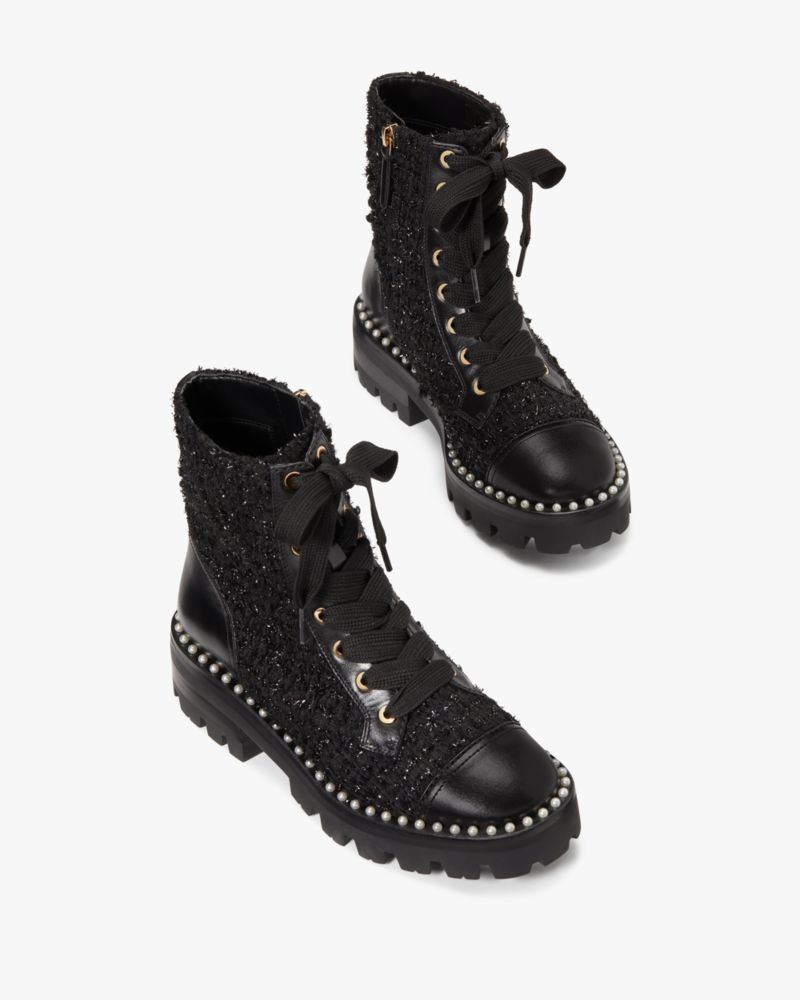 Kate Spade Merritt Pearl Lug Booties Black | 9163827-KA