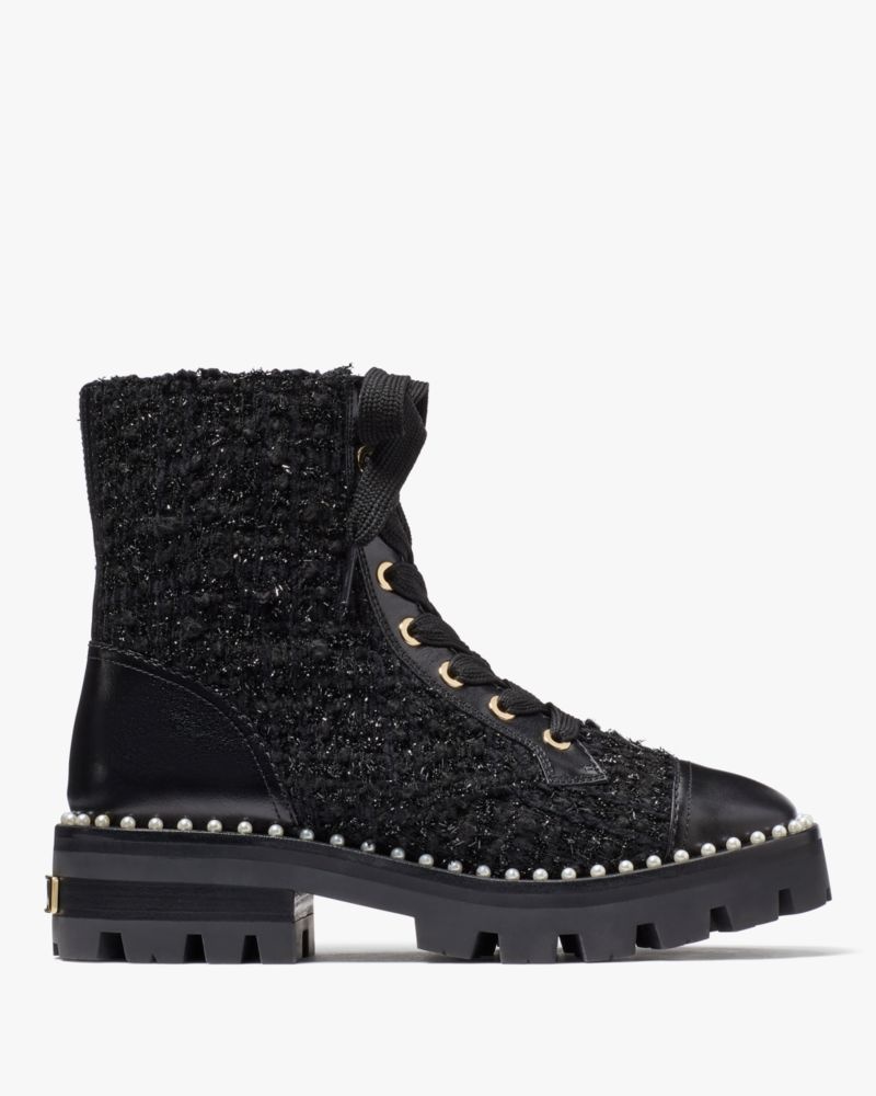 Kate Spade Merritt Pearl Lug Booties Black | 9163827-KA