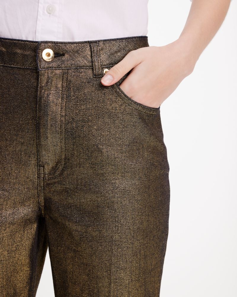 Kate Spade Metallic Straight Leg Denim Pant Gold | 0356294-AW