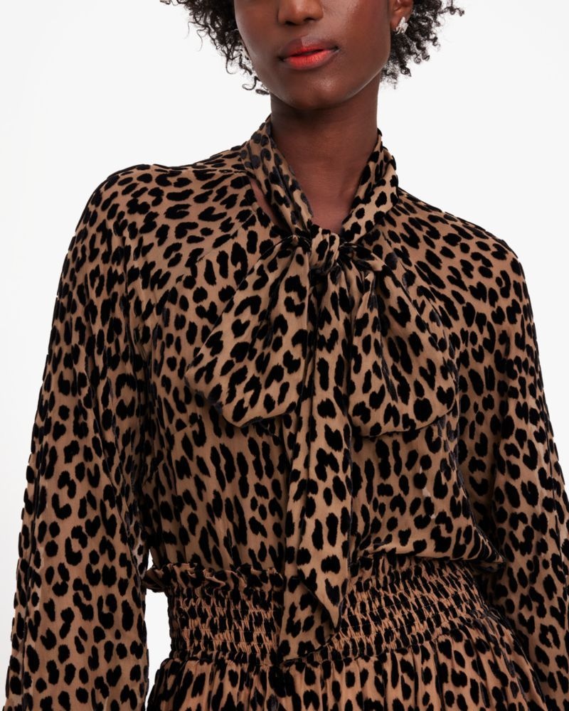 Kate Spade Modern Leopard Tie-Neck Shirt Light Brown | 6218074-XK