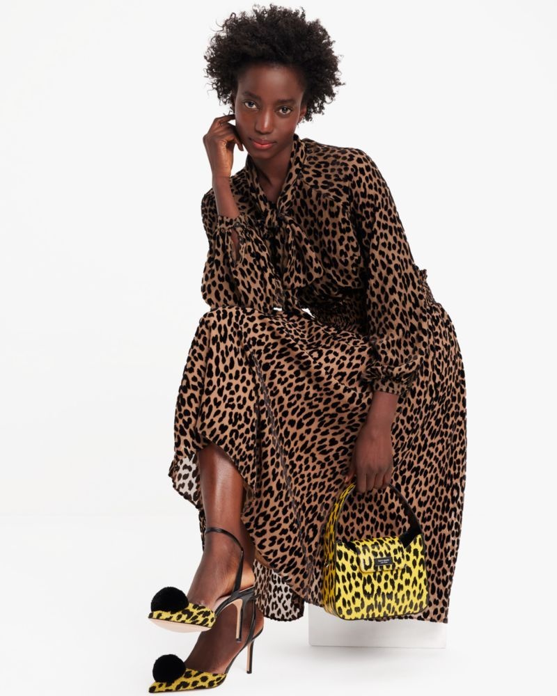 Kate Spade Modern Leopard Tie-Neck Shirt Light Brown | 6218074-XK