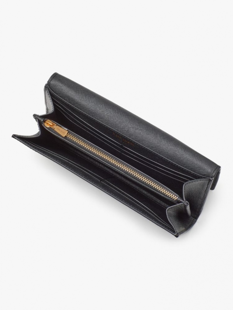 Kate Spade Morgan Bow Embellished Flap Continental Wallet Black | 9821630-LK