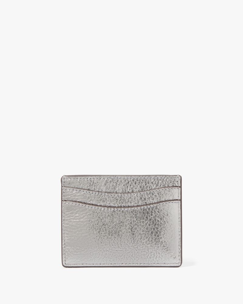 Kate Spade Morgan Bow Embellished Metallic Card Holder Silver | 1672453-FY
