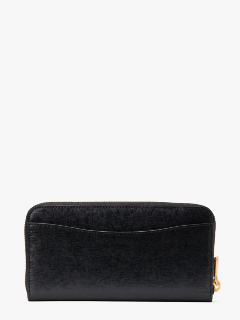 Kate Spade Morgan Bow Embellished Zip-around Continental Wallet Black | 4239810-OC