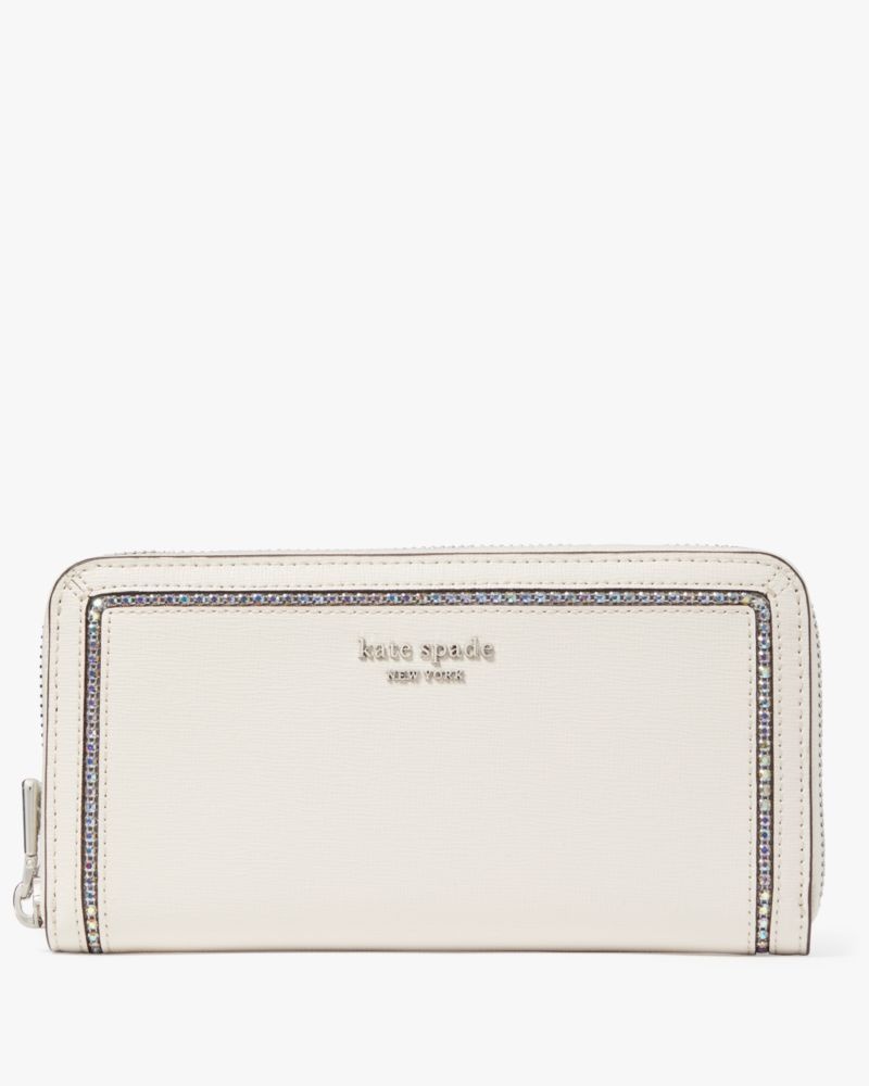 Kate Spade Morgan Crystal Inlay Zip-around Continental Wallet Parchment | 2487510-MK