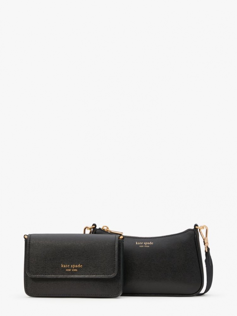 Kate Spade Morgan Double Up Crossbody Black | 5034218-DP