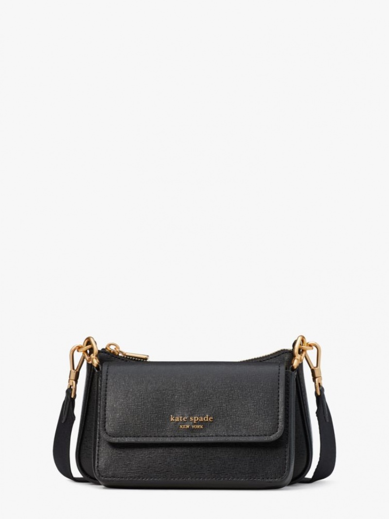 Kate Spade Morgan Double Up Crossbody Black | 5034218-DP