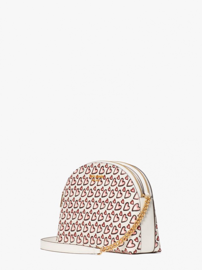 Kate Spade Morgan Fancy Hearts Double-zip Dome Crossbody Cream Multicolor | 0832419-OL
