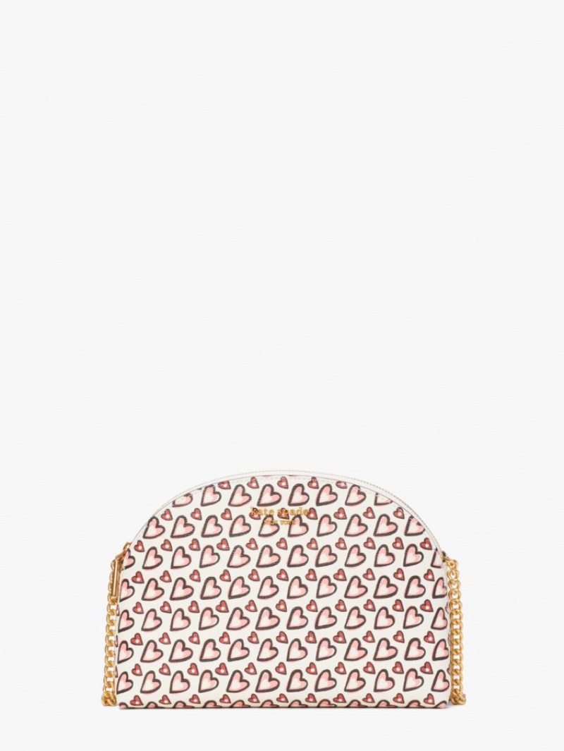 Kate Spade Morgan Fancy Hearts Double-zip Dome Crossbody Cream Multicolor | 0832419-OL