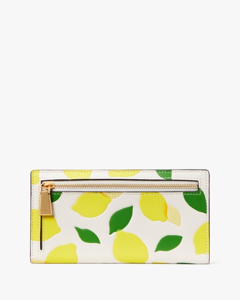 Kate Spade Morgan Lemon Toss Embossed Slim Bifold Wallet Multicolor | 5824019-MG
