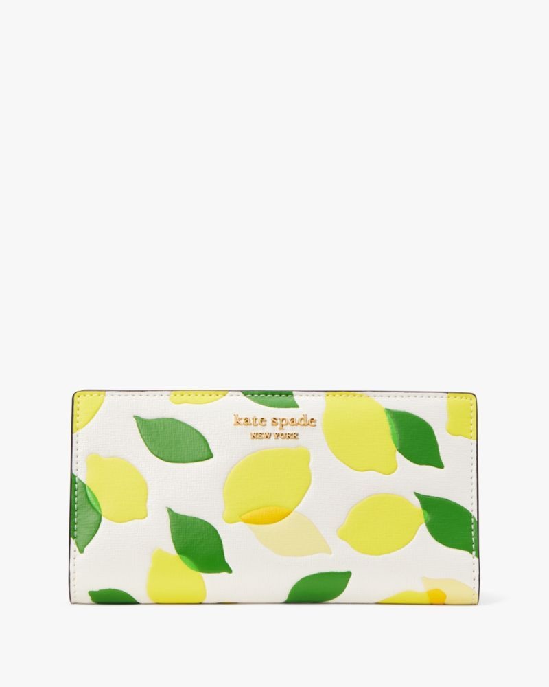 Kate Spade Morgan Lemon Toss Embossed Slim Bifold Wallet Multicolor | 5824019-MG