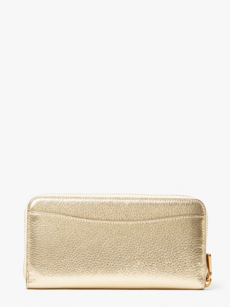 Kate Spade Morgan Metallic Zip-around Continental Wallet Gold Metal | 9468371-HJ