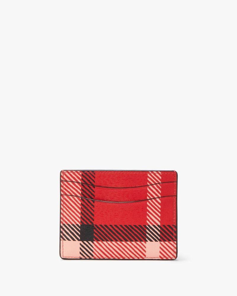 Kate Spade Morgan Museum Plaid Cardholder Red Multicolor | 0129685-AU