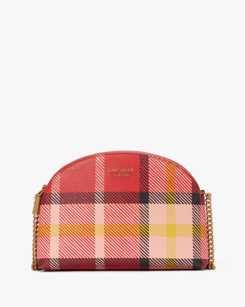 Kate Spade Morgan Museum Plaid Double-zip Dome Crossbody Red Multicolor | 2809463-ZO