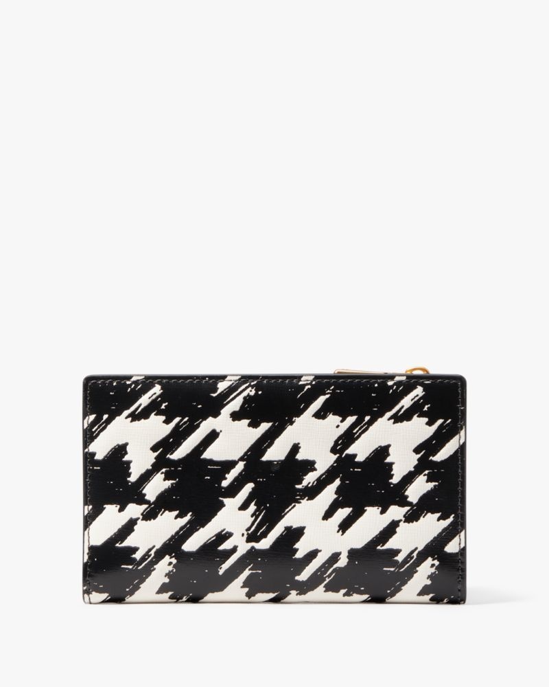 Kate Spade Morgan Painterly Houndstooth Small Slim Bifold Wallet Black Multicolor | 2086435-SF