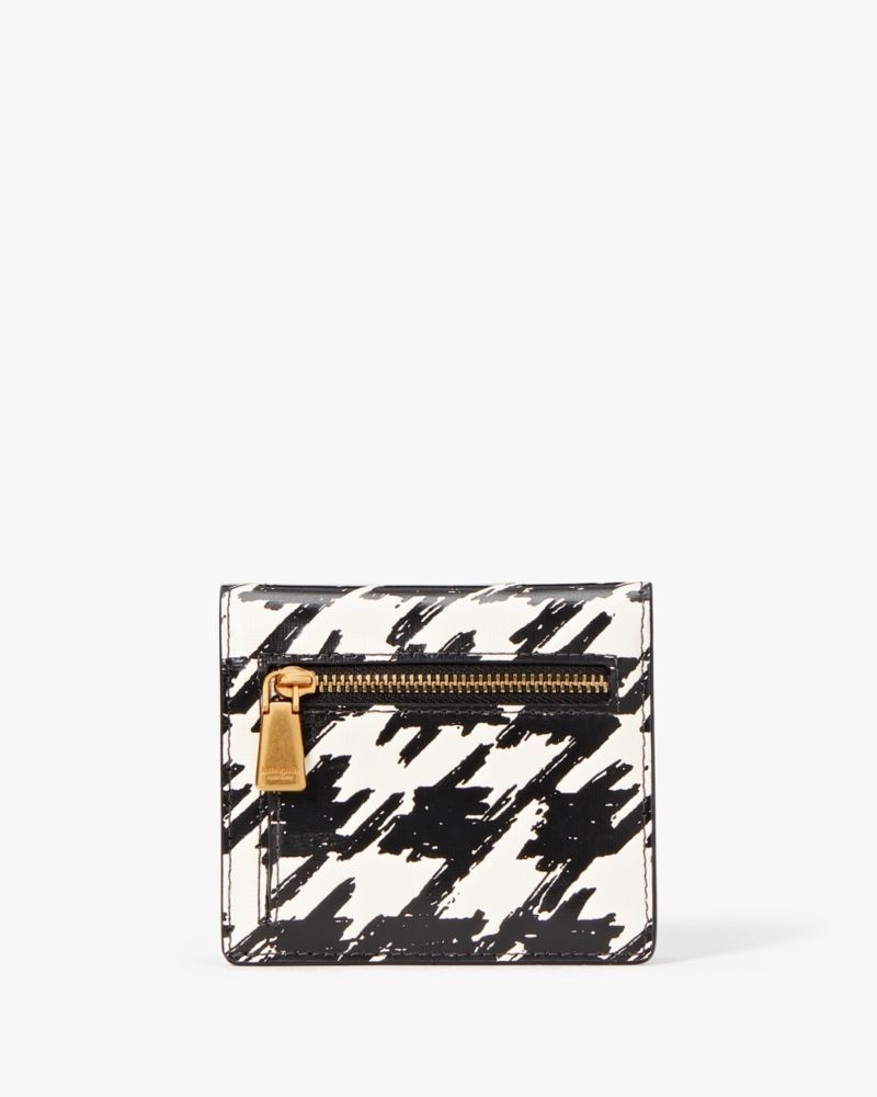 Kate Spade Morgan Painterly Houndstooth Small Bifold Wallet Black Multicolor | 2185309-UX