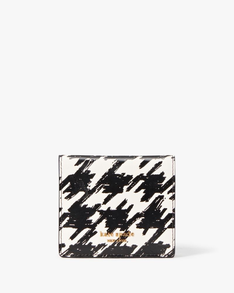 Kate Spade Morgan Painterly Houndstooth Small Bifold Wallet Black Multicolor | 2185309-UX