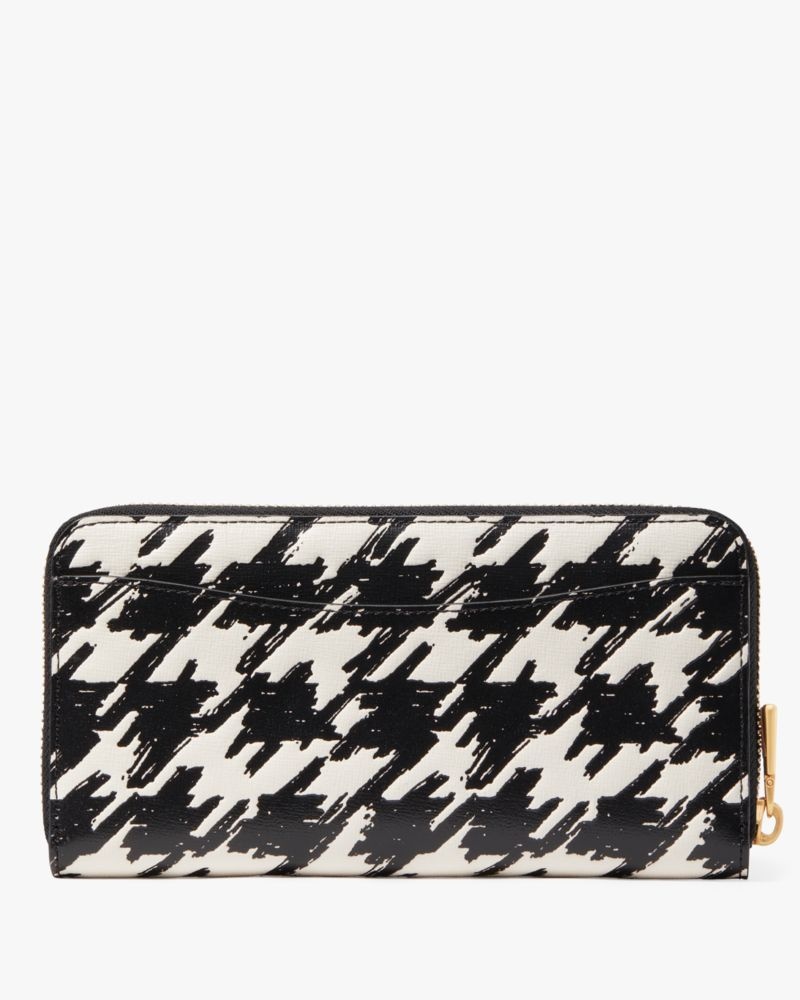 Kate Spade Morgan Painterly Houndstooth Zip-around Continental Wallet Black Multicolor | 0859671-FL