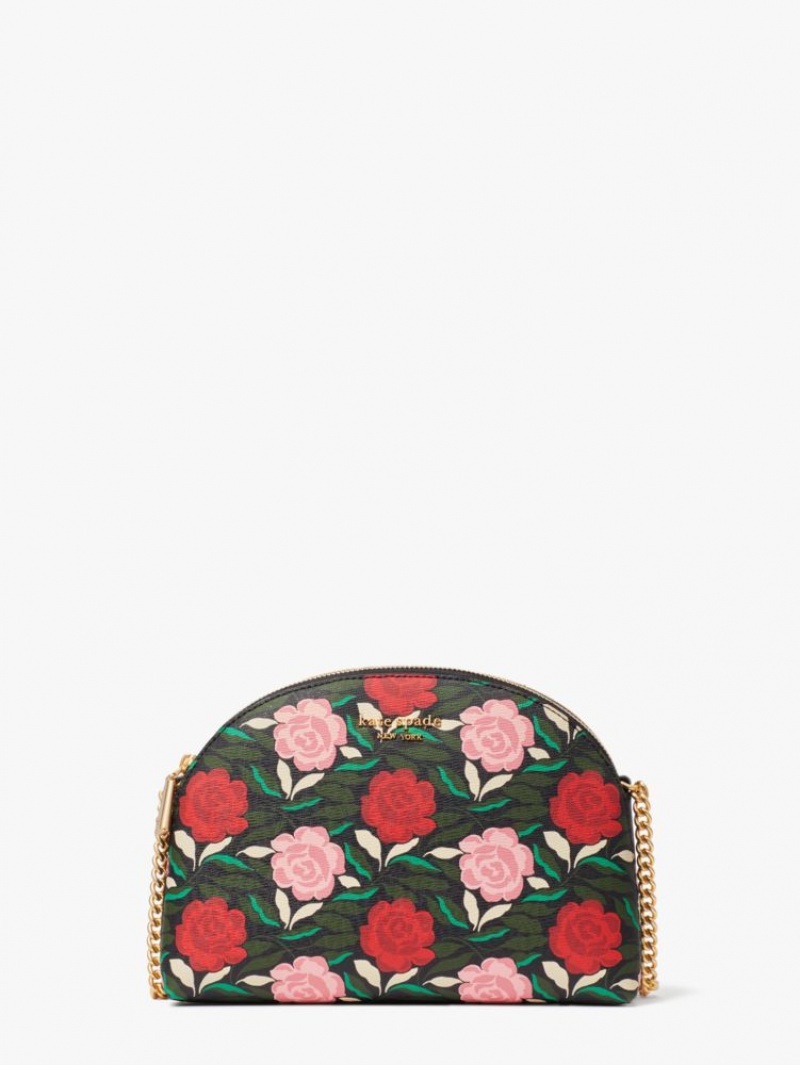 Kate Spade Morgan Rose Garden Double-zip Dome Crossbody Black Multicolor | 9372618-KB