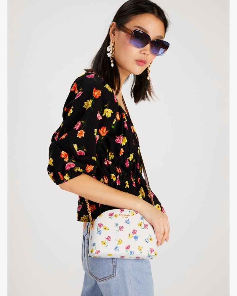 Kate Spade Morgan Tulip Toss Double-zip Dome Crossbody Cream Multicolor | 5018367-PU