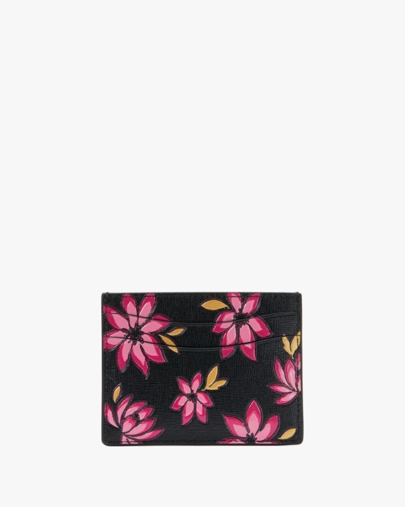Kate Spade Morgan Winter Blooms Embossed Card Holder Pink Multicolor | 3079412-PI