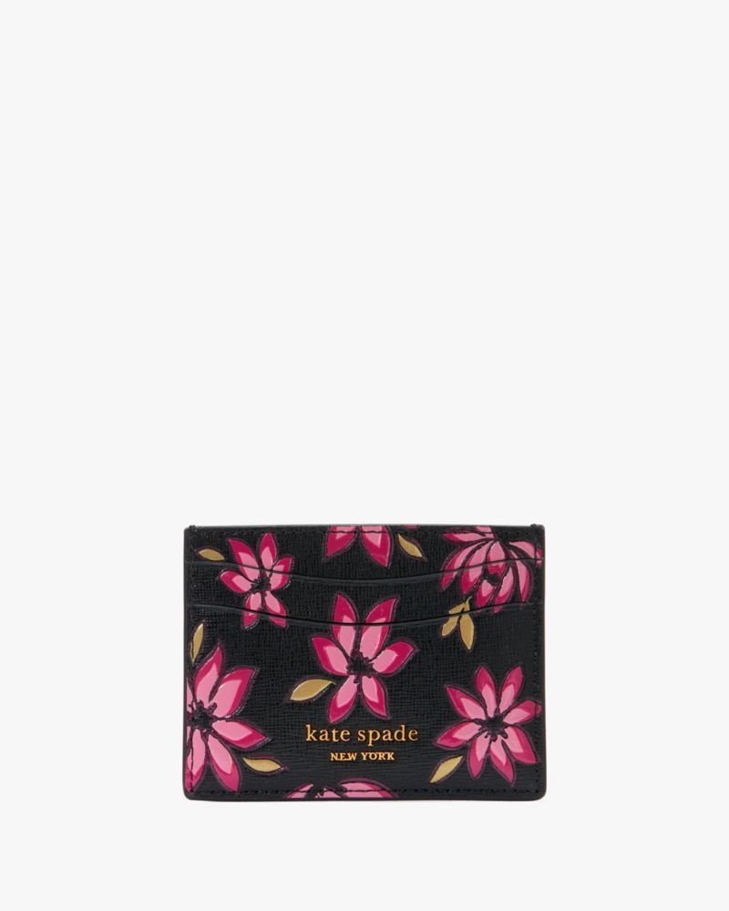 Kate Spade Morgan Winter Blooms Embossed Card Holder Pink Multicolor | 3079412-PI