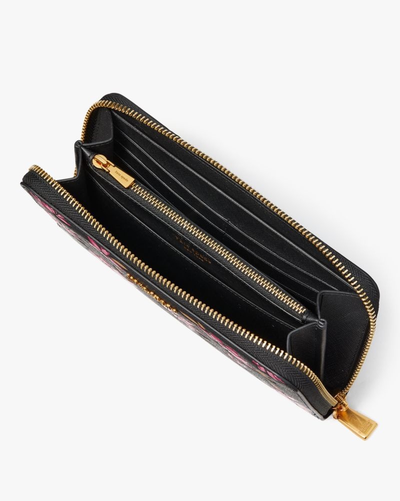 Kate Spade Morgan Winter Blooms Embossed Zip-around Continental Wallet Pink Multicolor | 7045629-WK