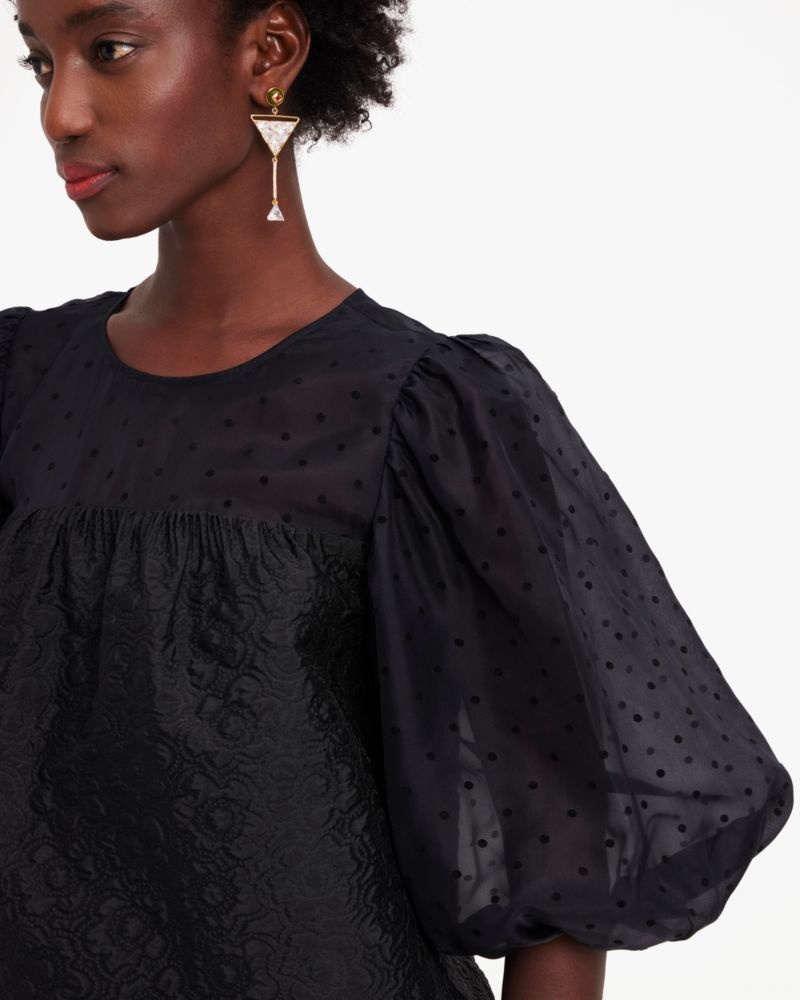 Kate Spade Organza Dots Puff Sleeve Top Black | 3406825-AE