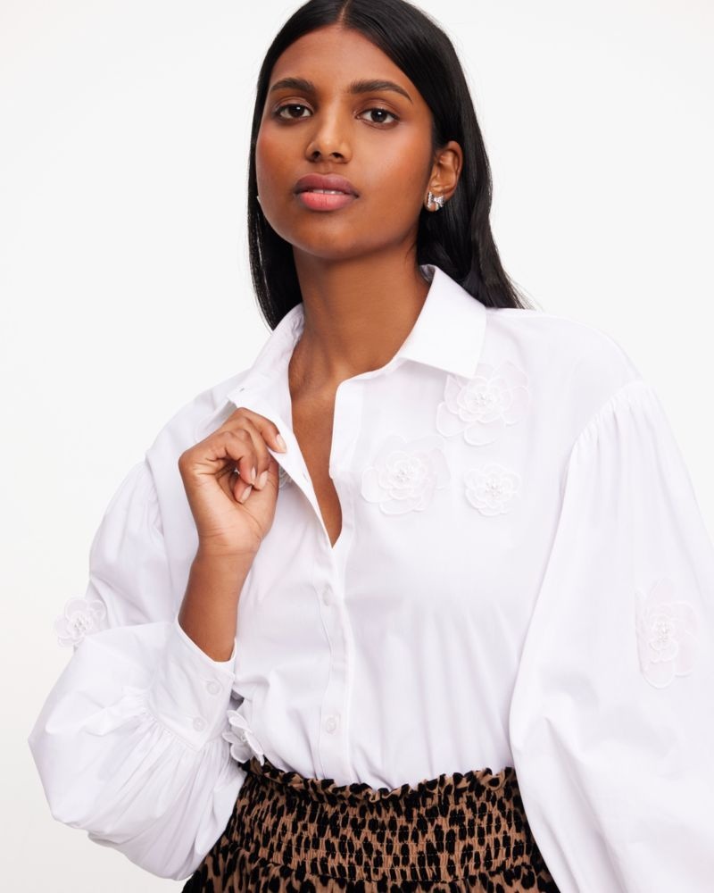 Kate Spade Organza Flower Andie Shirt White | 9501236-ML