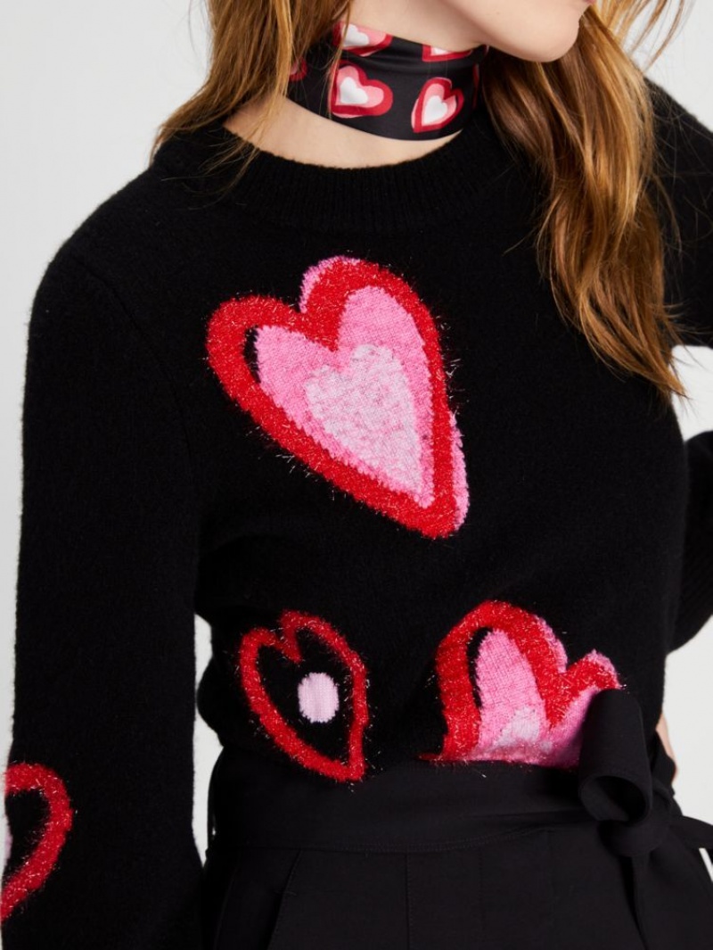 Kate Spade Overlapping Hearts Sweater Black Multicolor | 1083564-KX