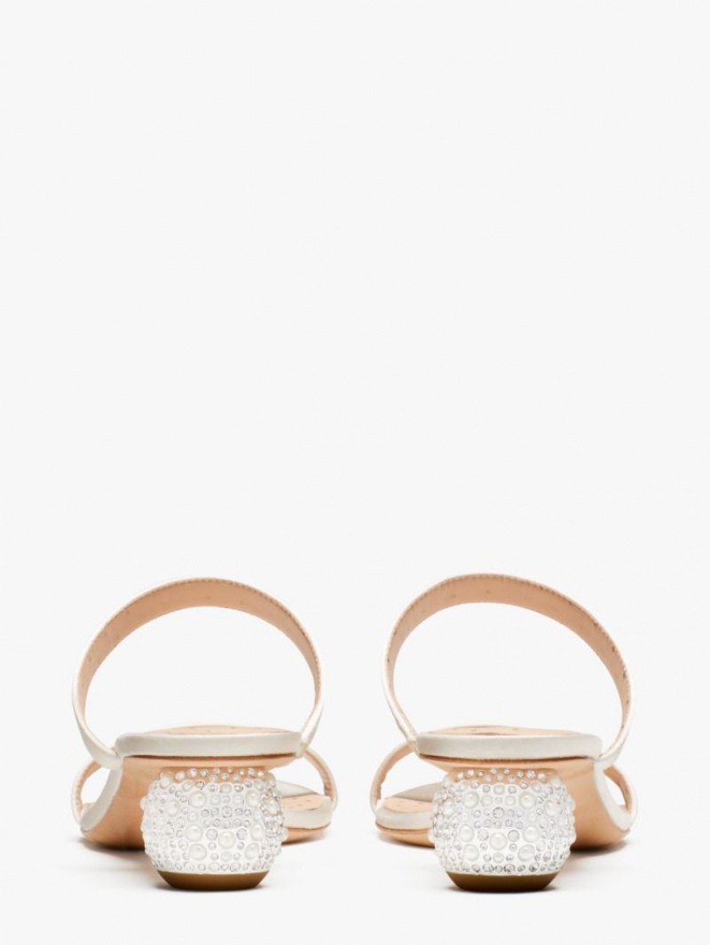 Kate Spade Palm Springs Crystal Slide Sandals White | 5493180-VM