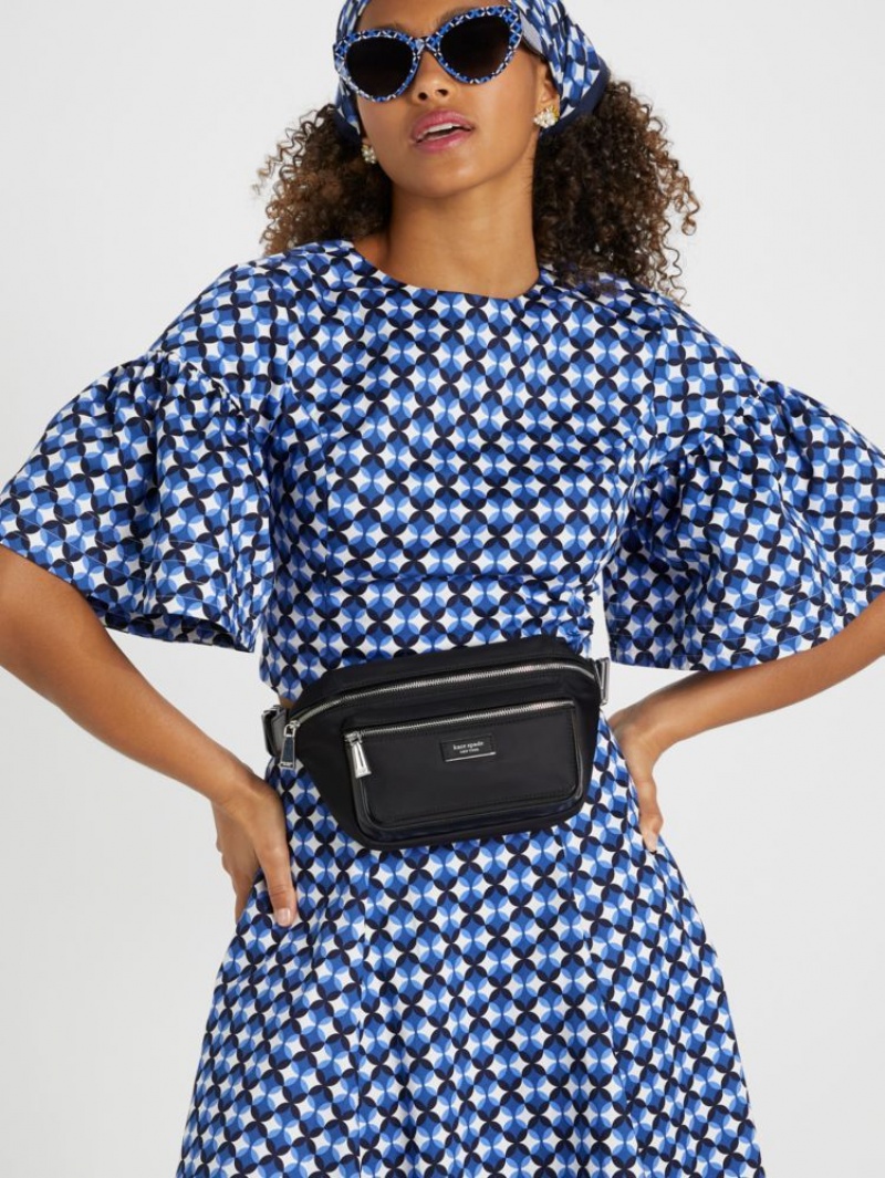 Kate Spade Patio Tile Flounce Sleeve Top Cream / Blue | 0259483-SH