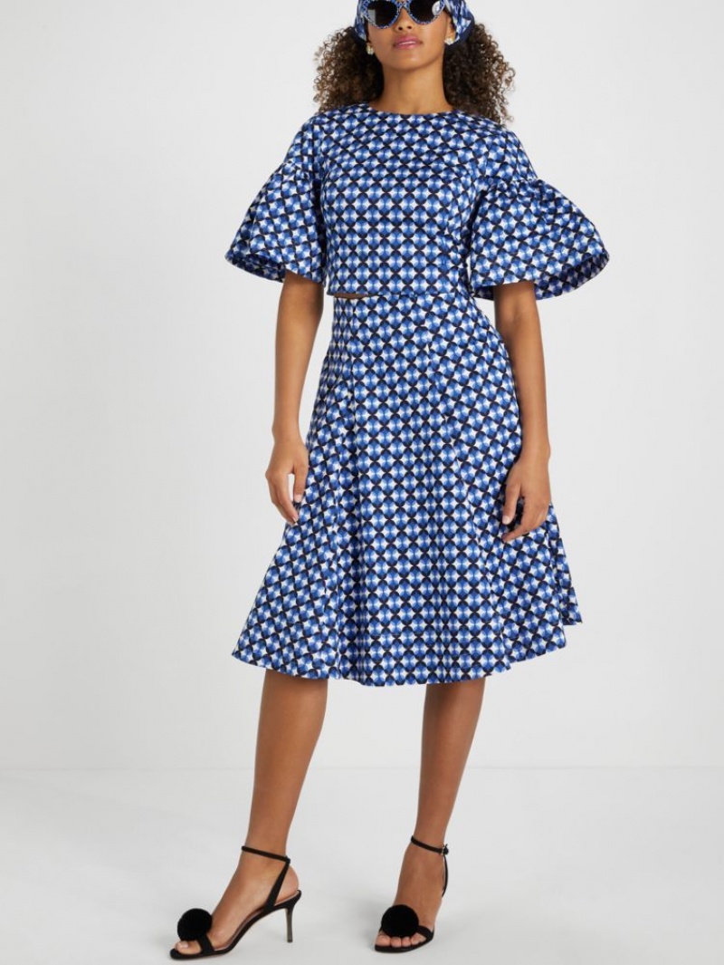 Kate Spade Patio Tile Midi Skirt Cream / Blue | 5793824-PY
