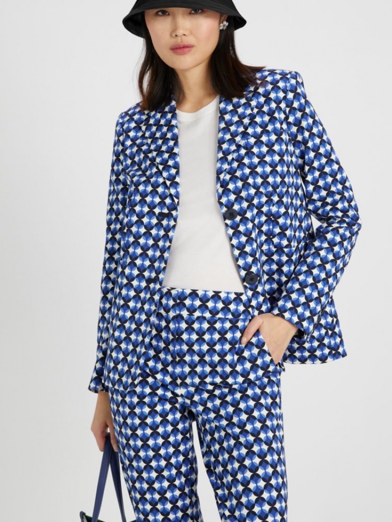 Kate Spade Patio Tile Twill Blazer Blue / Cream | 1049265-PC