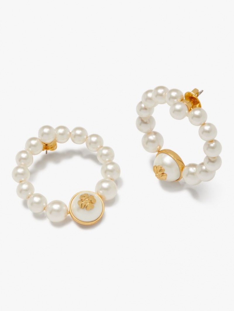 Kate Spade Pearls On Pearls Hoops Cream / Gold | 2167985-DL