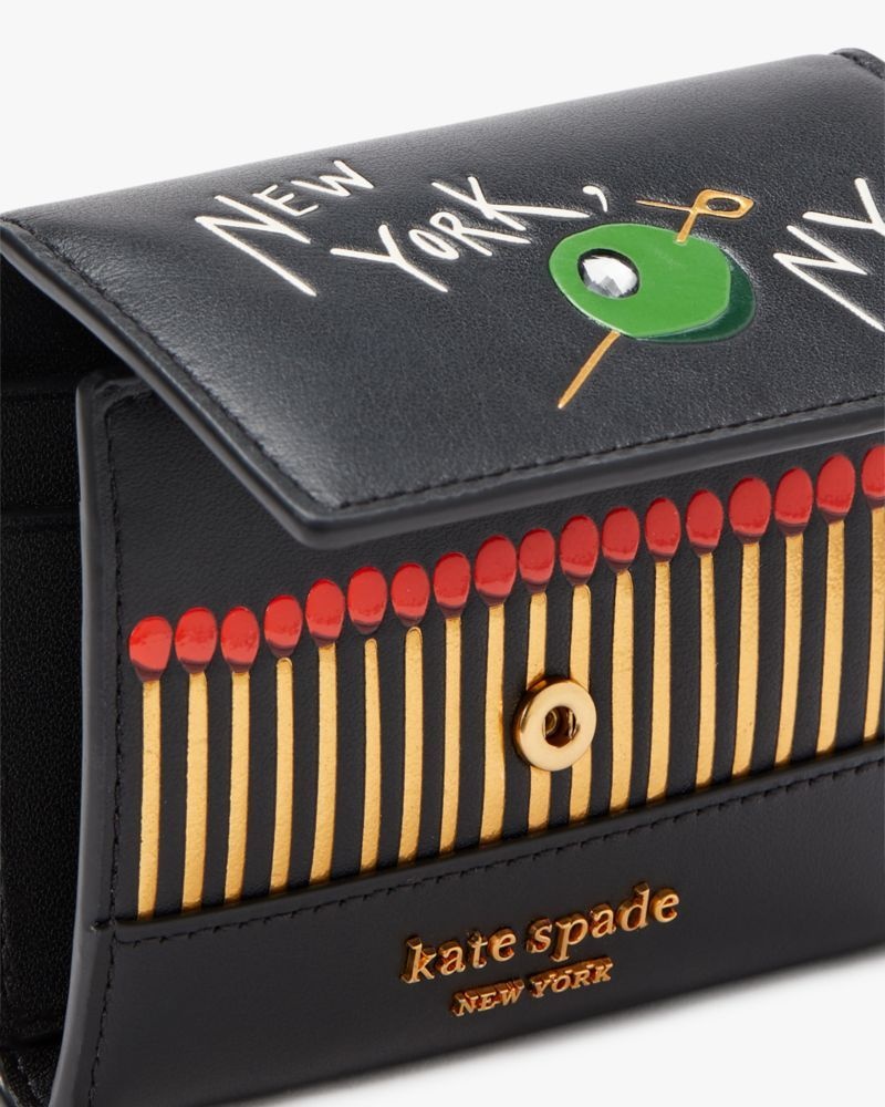 Kate Spade Perfect Match Flap Card Case Black Multicolor | 7069524-LE