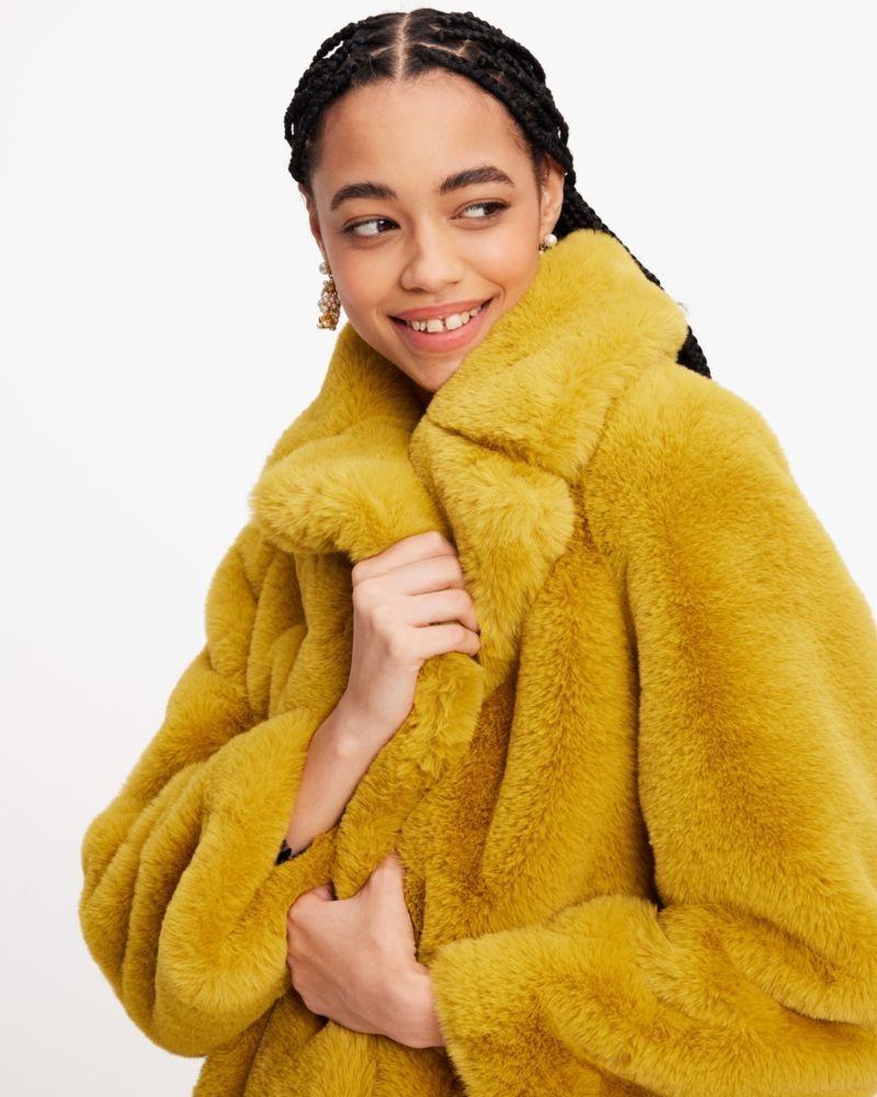 Kate Spade Plush Faux Fur Jacket Dark Chartreuse | 1605472-QW