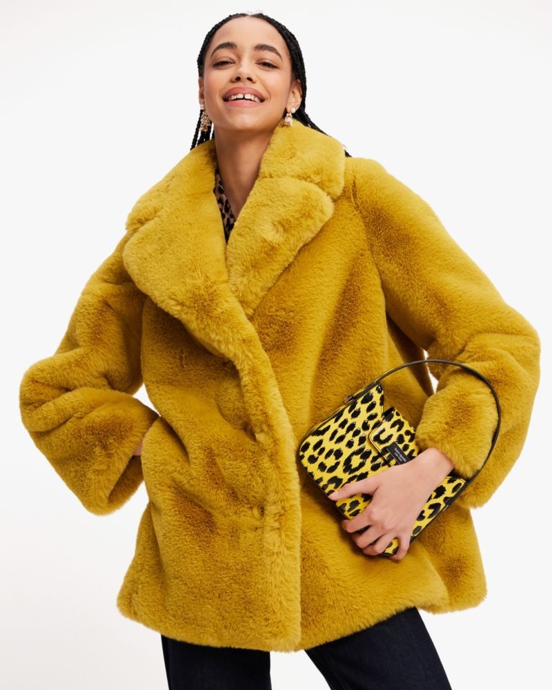 Kate Spade Plush Faux Fur Jacket Dark Chartreuse | 1605472-QW