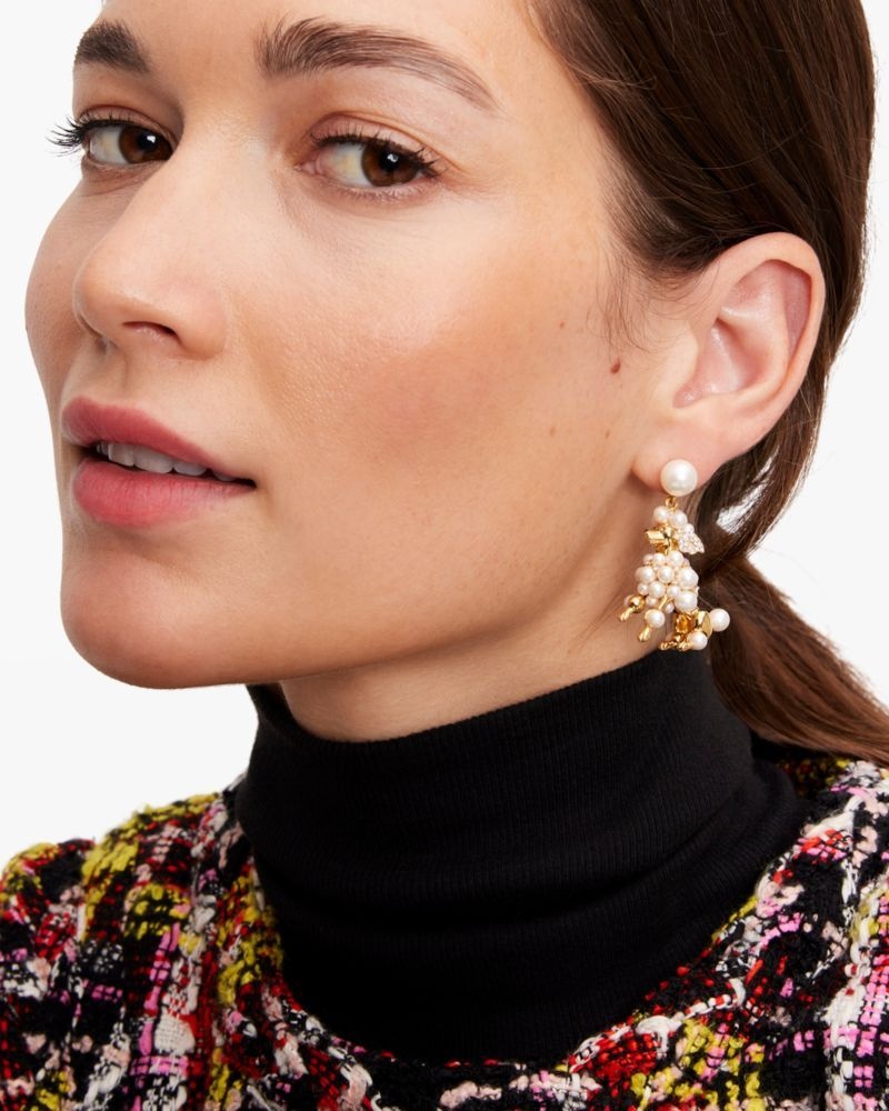 Kate Spade Poodles & Poms Statement Drop Earrings Cream / Gold | 5068239-AM