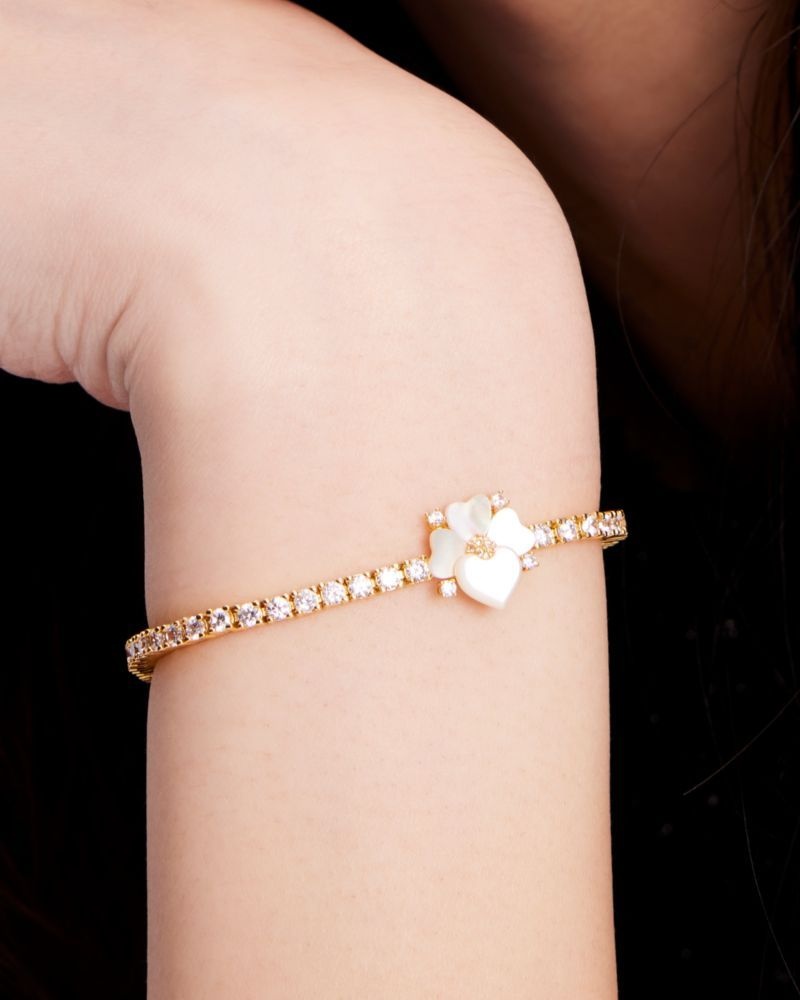 Kate Spade Precious Pansy Delicate Tennis Bracelet White Multicolor | 3895412-JX