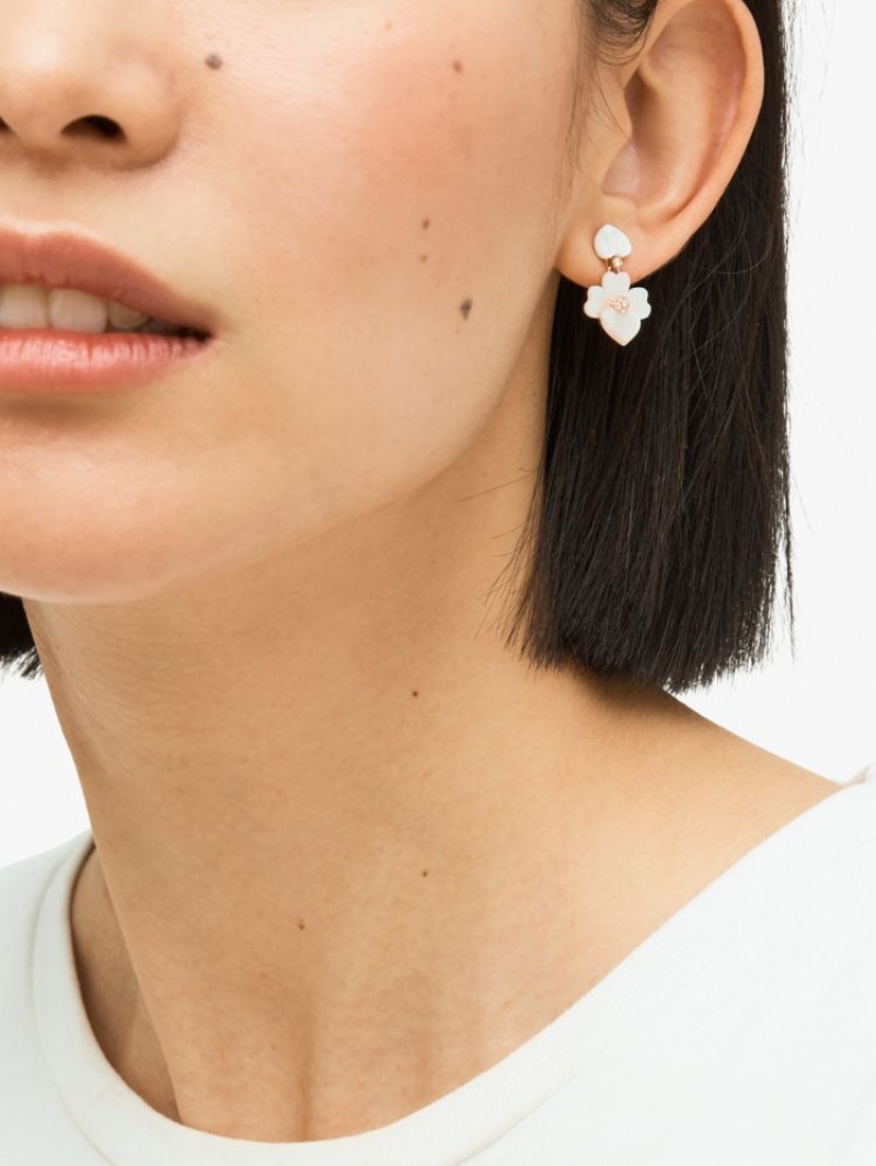 Kate Spade Precious Pansy Drop Earrings Cream Multicolor / Rose Gold | 0561297-BL