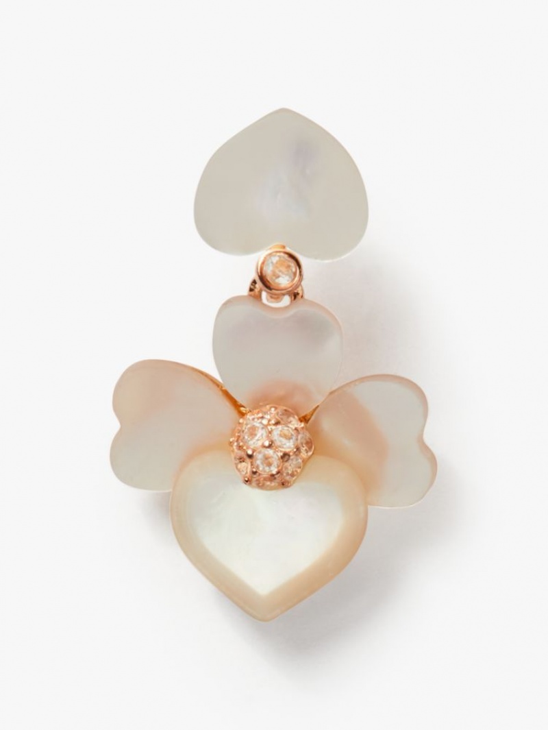 Kate Spade Precious Pansy Drop Earrings Cream Multicolor / Rose Gold | 0561297-BL