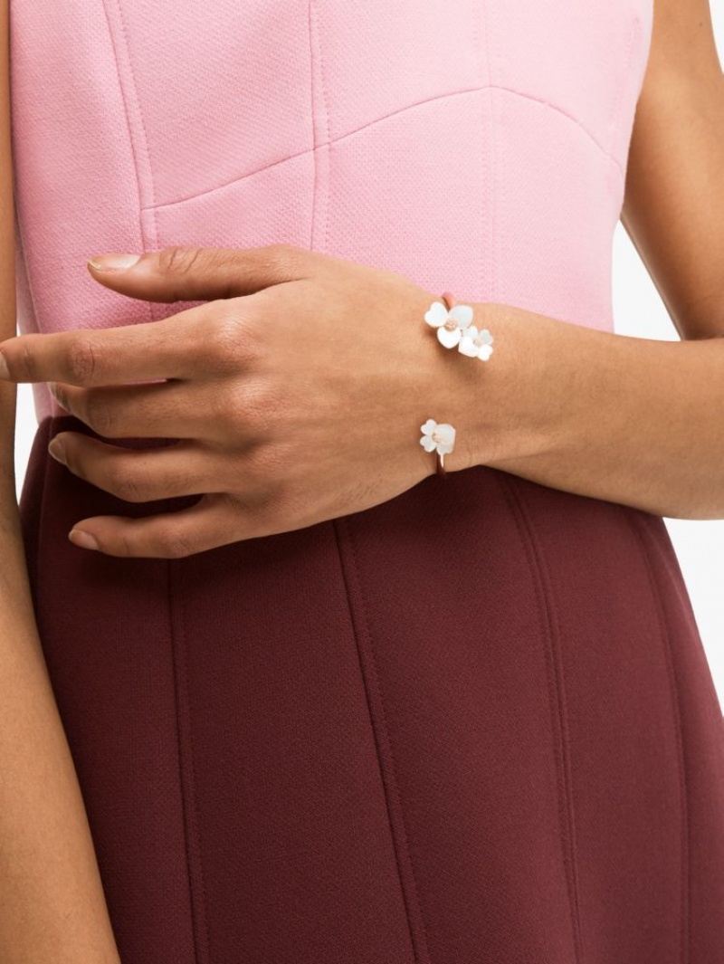 Kate Spade Precious Pansy Flex Cuff Cream Multicolor / Rose Gold | 9857061-CP
