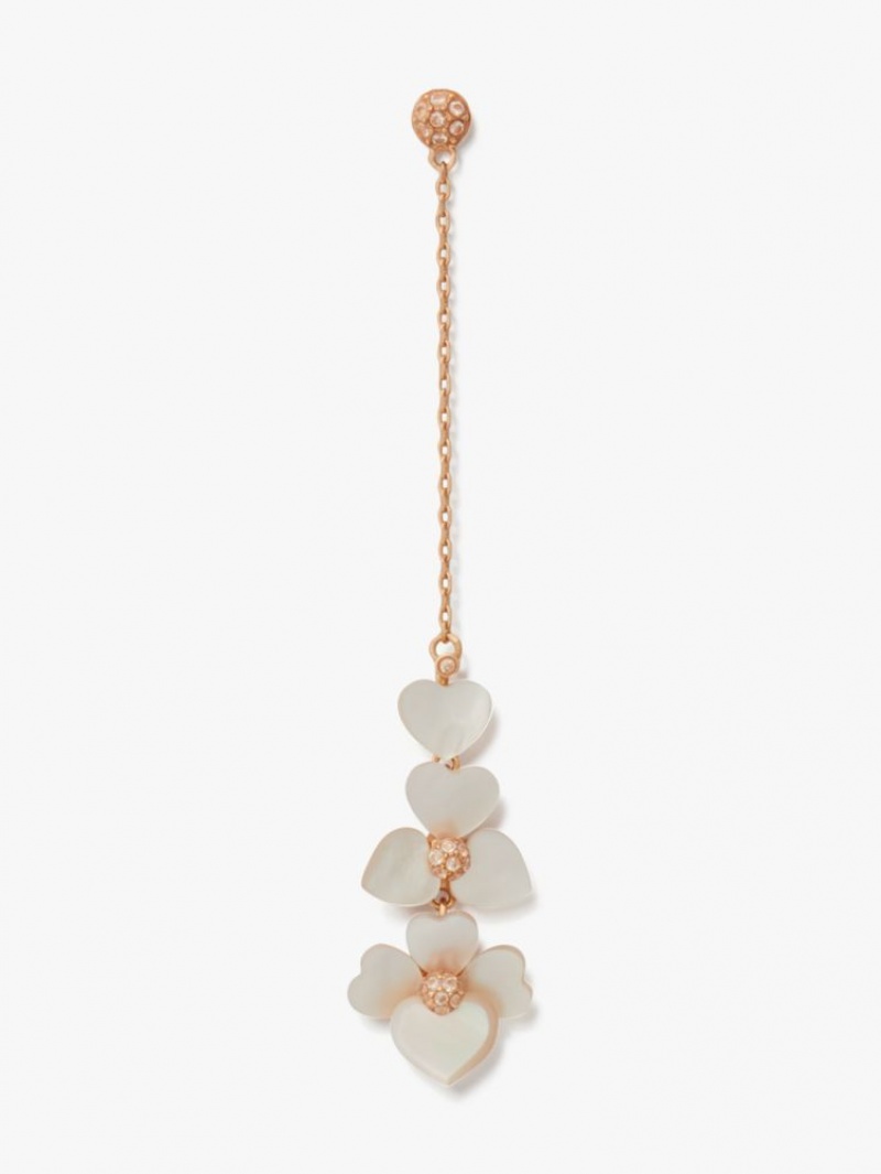 Kate Spade Precious Pansy Linear Earrings Cream Multicolor / Rose Gold | 7152630-LP